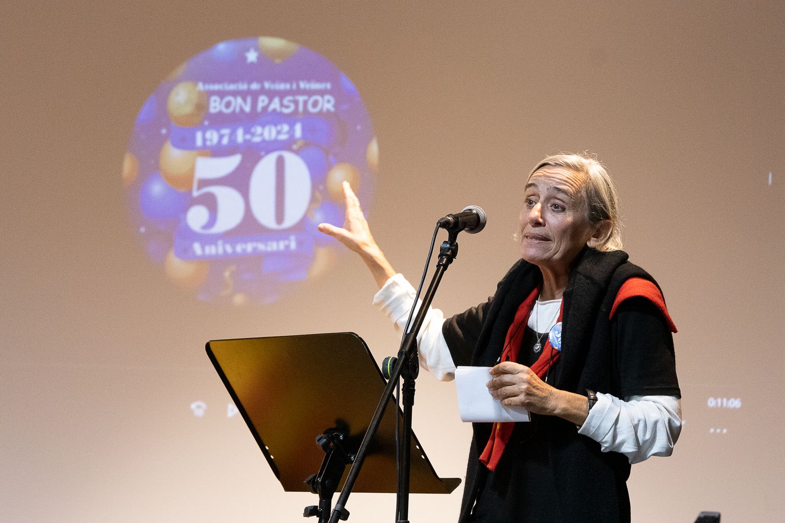 Intervenció de Maria Escobedo a l'acte de celebració del 50è aniversari de l'Associació de Veïns i Veïnes del Bon Pastor