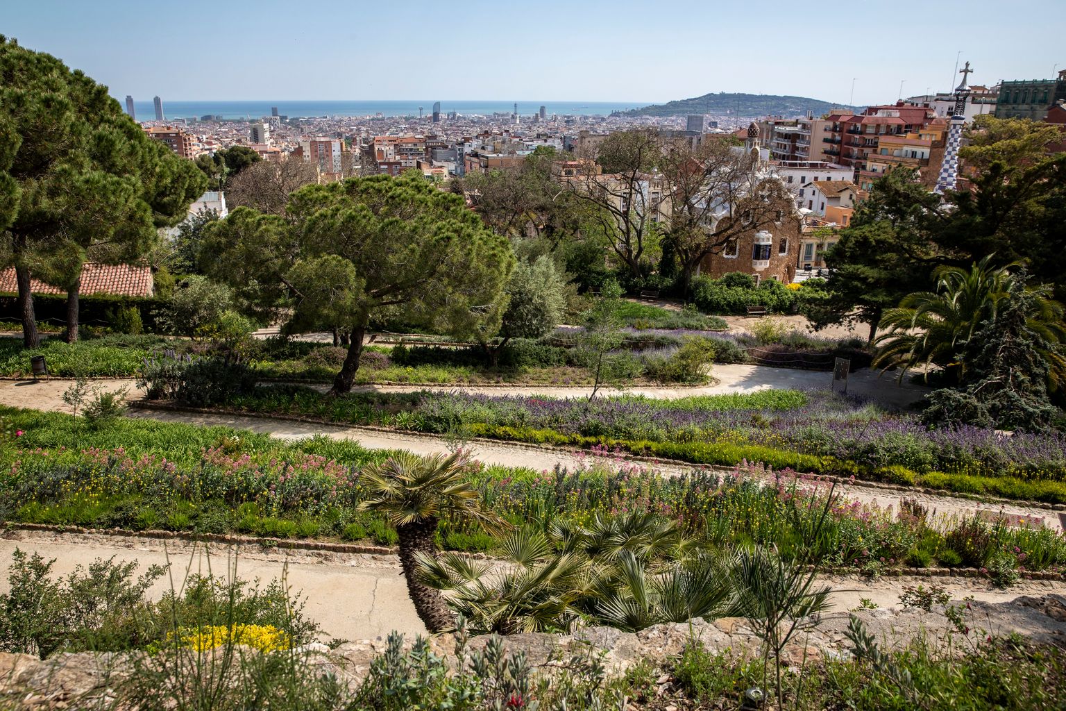 Caminos y jardines del Park Güell.