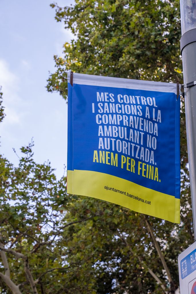 Banderoles publicitàries del Pla Endreça situades al passeig de Joan de Borbó.