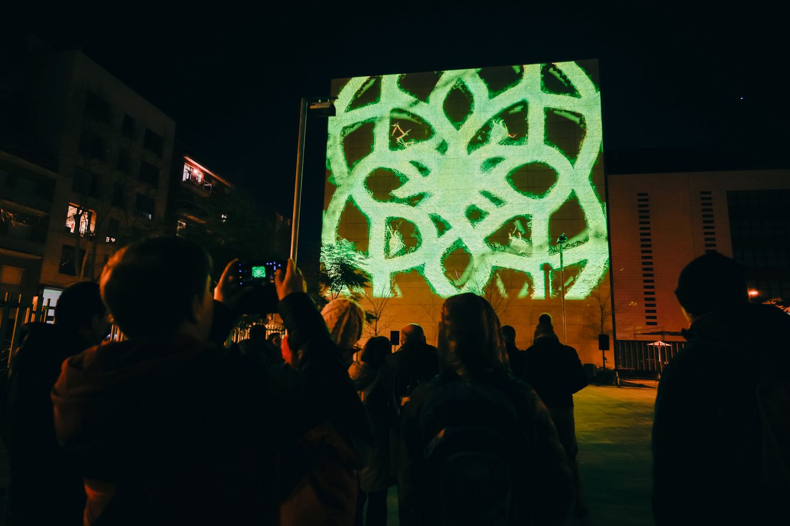 Projecció de la instal·lació artística 'Terraform', d'Oxoo, al Festival Llum BCN 2025.