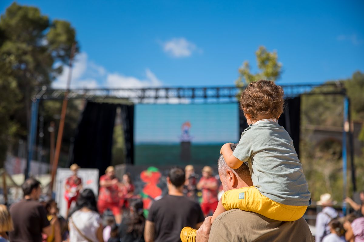 
             Un pare amb el fill a coll segueix l’espectacle de circ al parc de l’Aqüeducte
             Autor: Gisela Jané
             Mostra els detalls de la imatge Un pare amb el fill a coll segueix l’espectacle de circ al parc de l’Aqüeducte
             