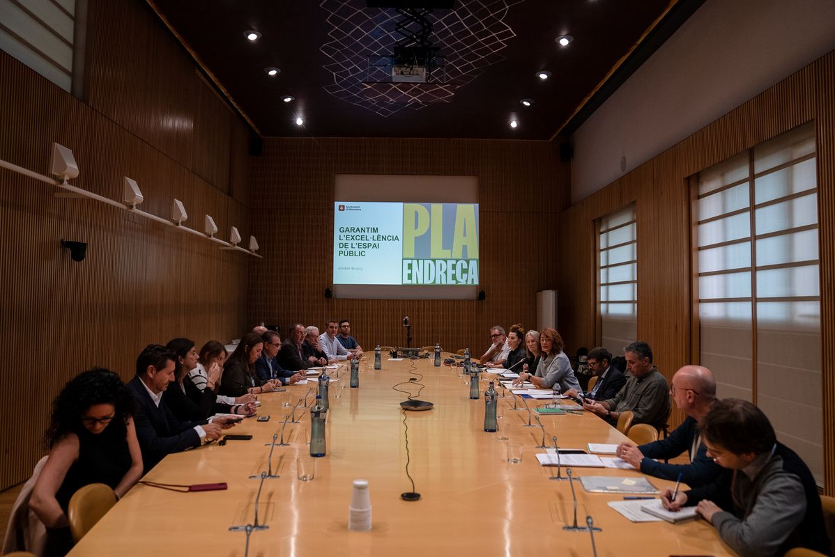 
             Vista general de la reunió d’entitats pel Pla Endreça a la Sala de Govern.
             Autor: Martí Petit
             Mostra els detalls de la imatge Vista general de la reunió d’entitats pel Pla Endreça a la Sala de Govern.
             
