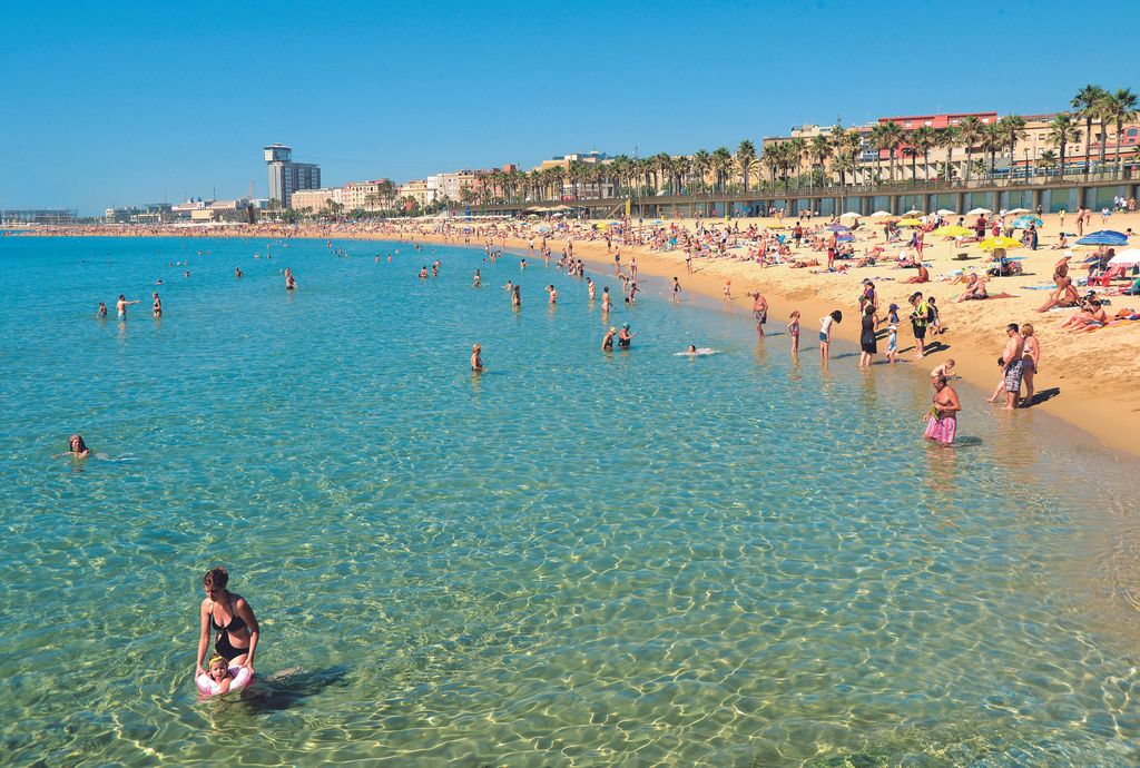 Platja de la Barceloneta. Banyistes