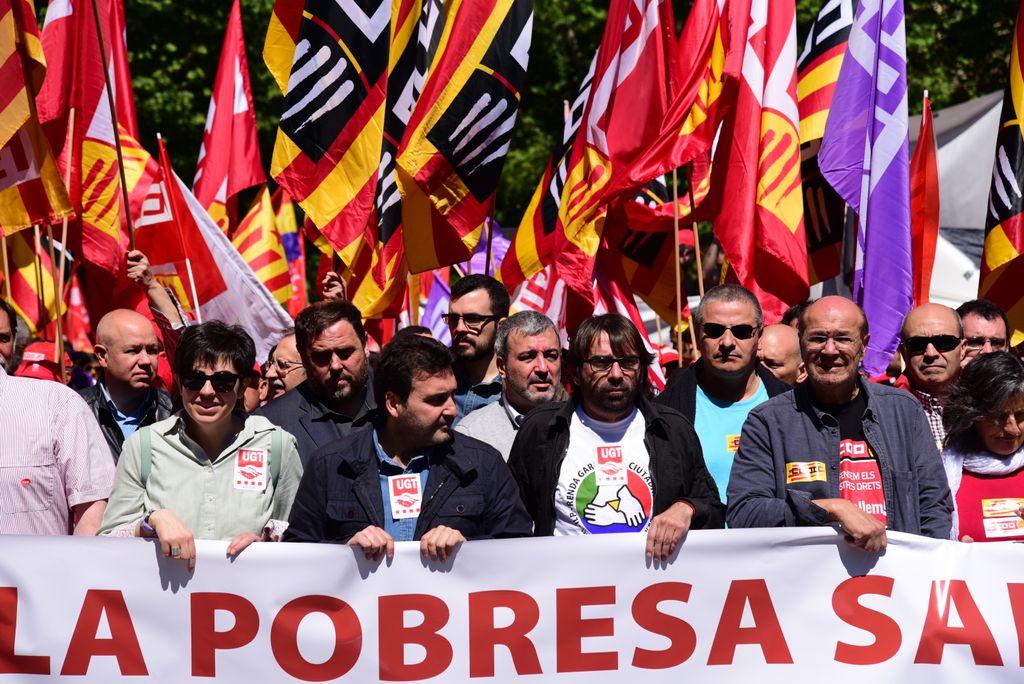 Dia Internacional dels Treballadors. Manifestació. Capçalera. Joan Carles Gallego i Camil Ros