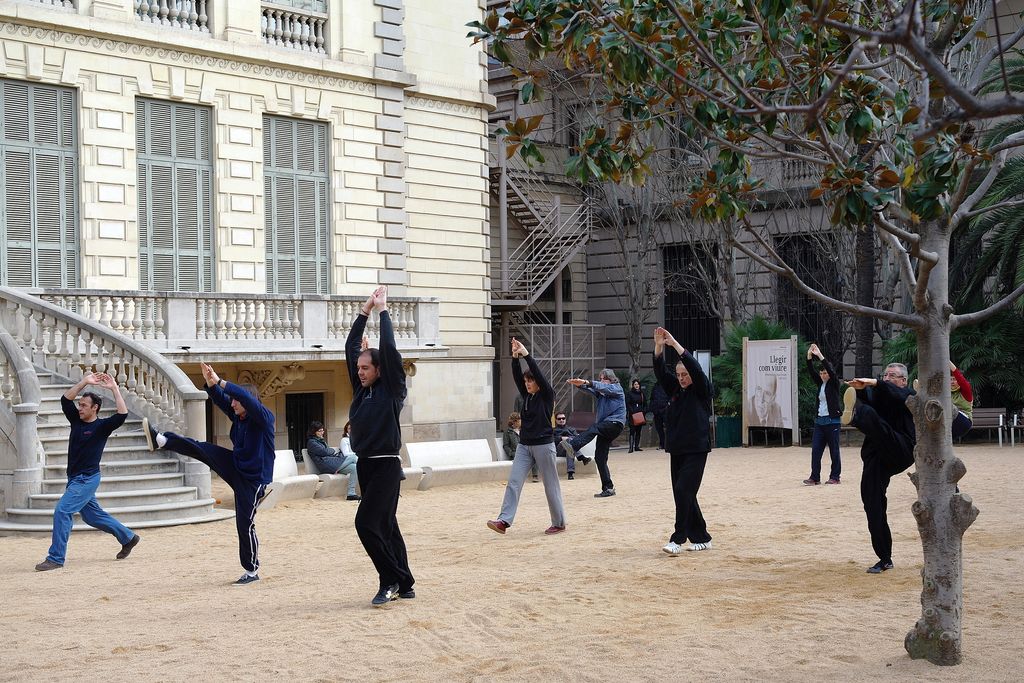 Grup de persones fent activitat física al Palau Robert