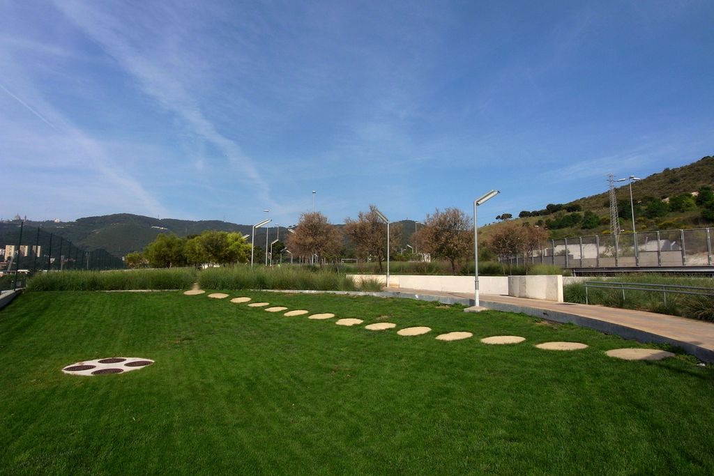 Parc de Xavier Montsalvatge. Gespa i embut de recollida d'aigua