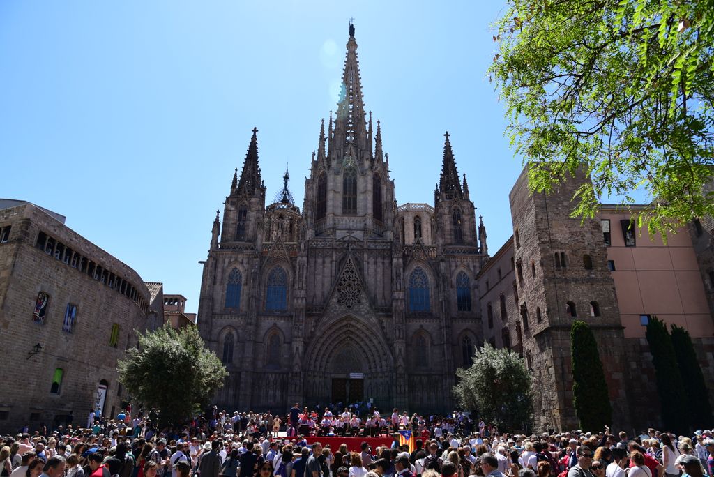 Avinguda de la Catedral de Barcelona i pla de la Seu ple de persones