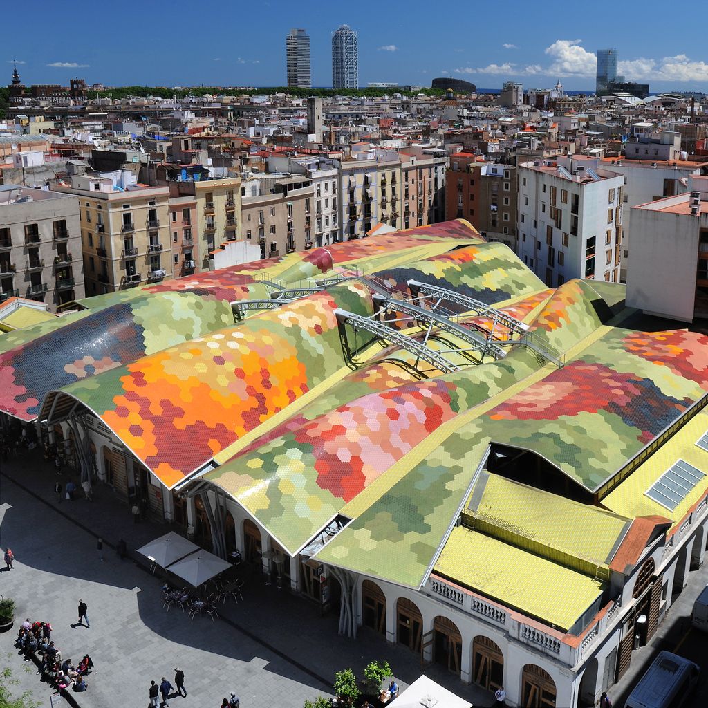 Mercat de Santa Caterina. Vista àeria del mercat i voltants