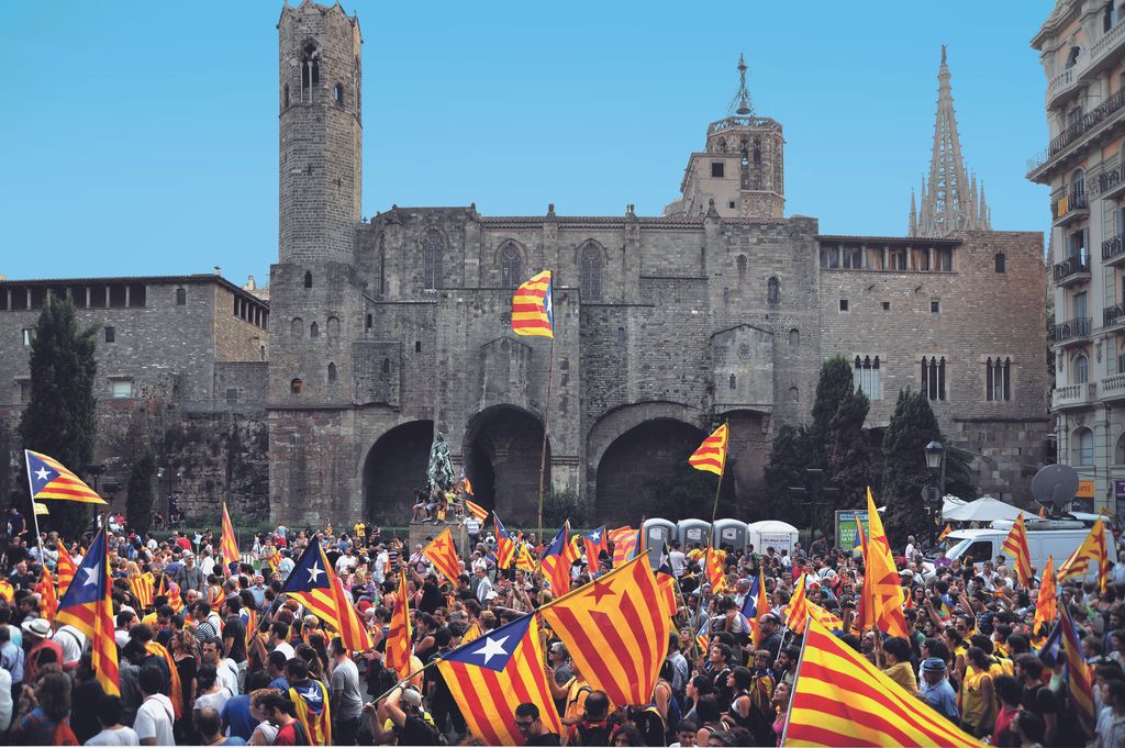 Diada Nacional de Catalunya 2012 per la via Laietana a l'altura de la plaça de Ramon Berenguer el Gran