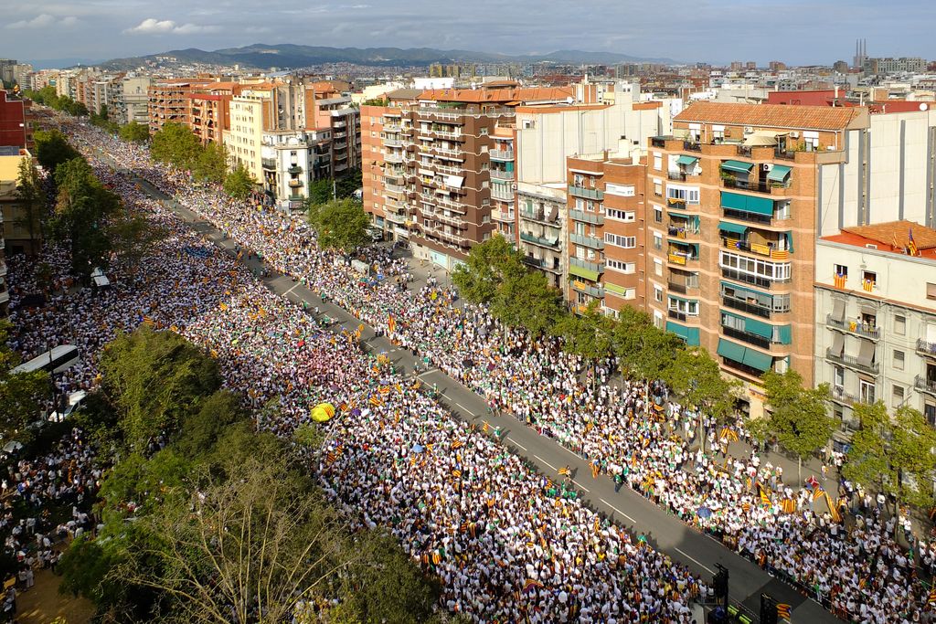 Manifestación con motivo de la Diada Nacional de Cataluña. Vista general