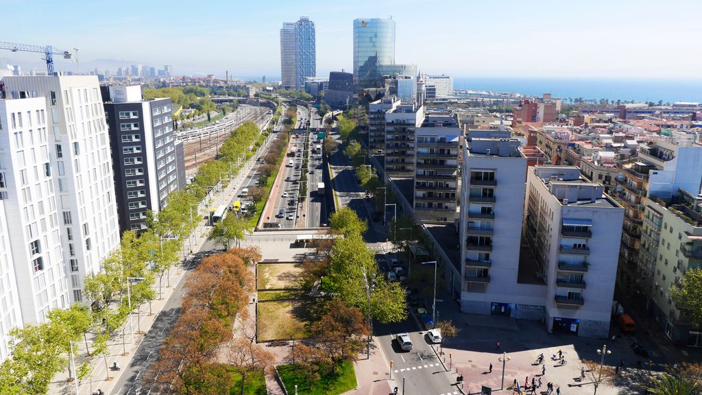 Vista aèria del carrer del Doctor Aiguader i la ronda del Litoral