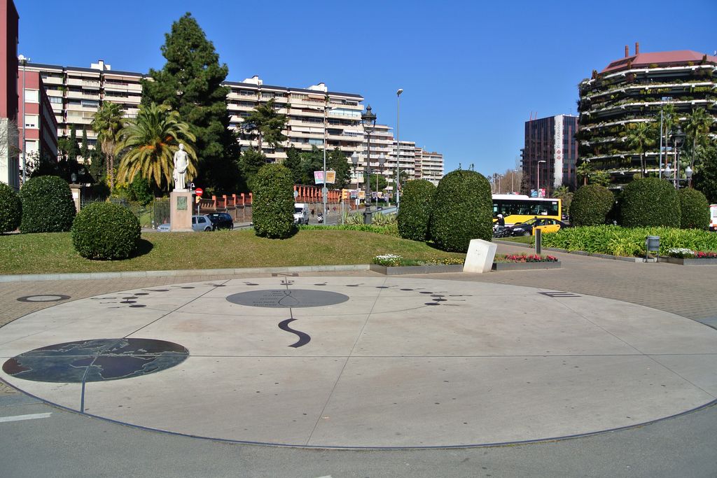 Plaça de la Reina Maria Cristina. Rellotge de sol