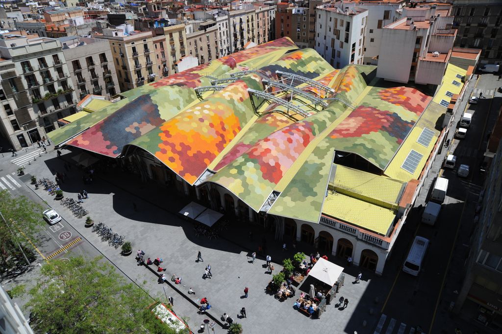 Mercat de Santa Caterina. Vista àeria del mercat i voltants