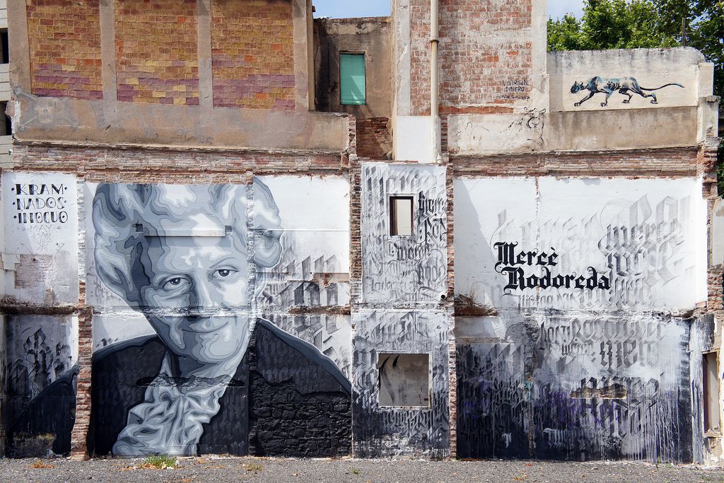 Mural literari de Mercè Rodoreda al carrer de Numància