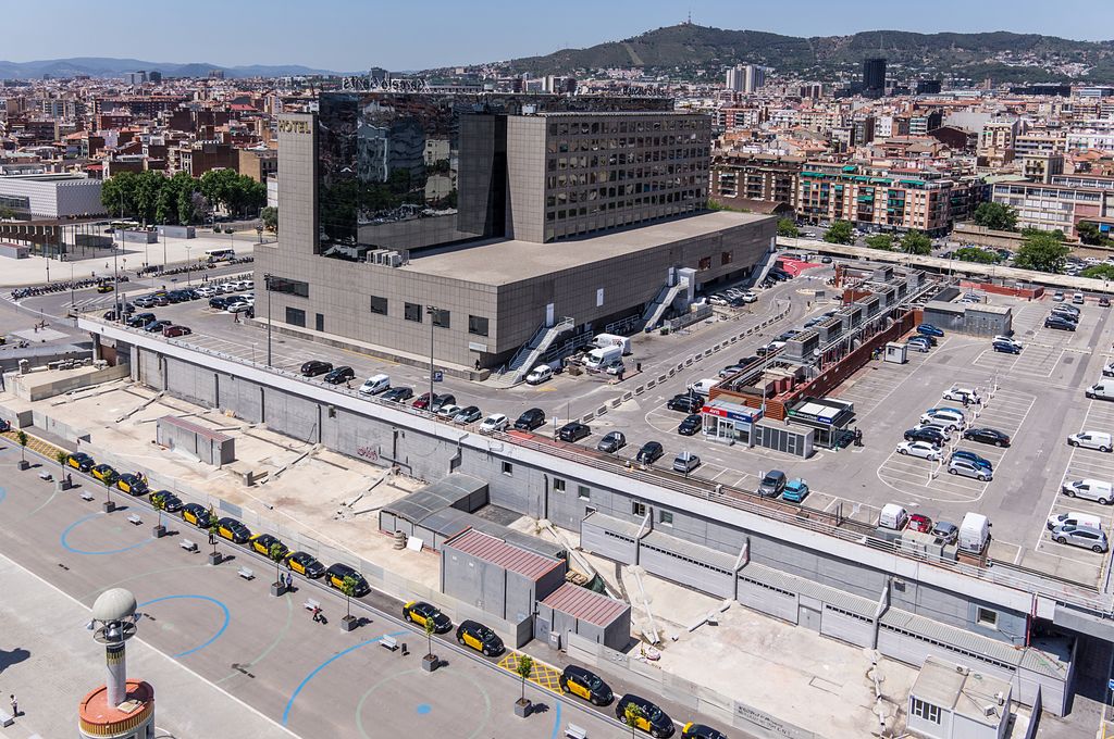 Vista aèria de l'Estació de Sants. Parc de l'Espanya Industrial