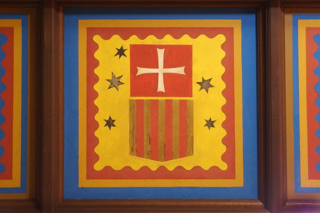 Escut pintat en una rajola de la basílica de la Mercè