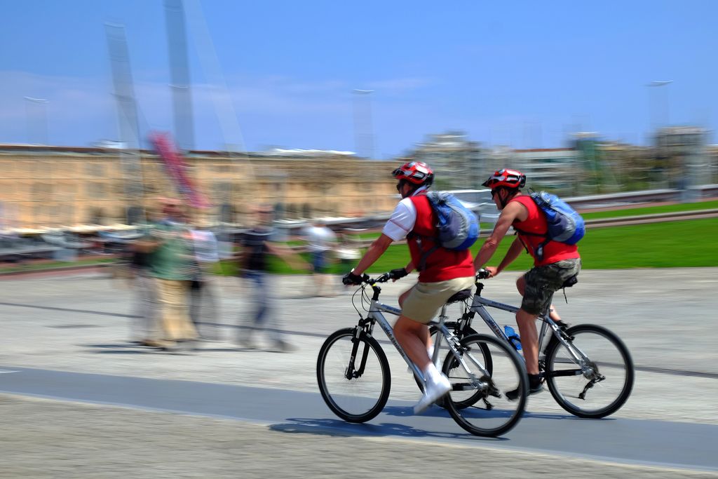 Ciclistes al Moll de la Fusta