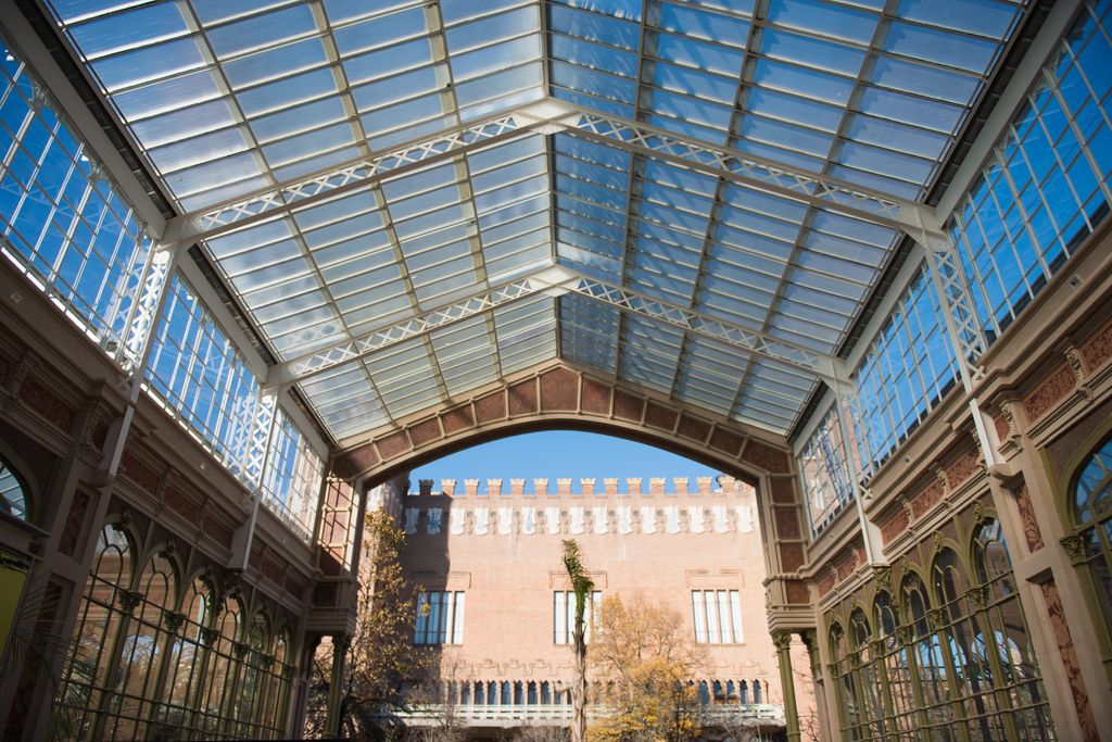 Vista general del sostre de vidre de l'hivernacle del parc de la Ciutadella