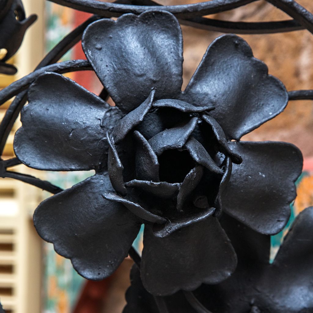 Casa Vicens. Elements exteriors de forja amb forma de flors