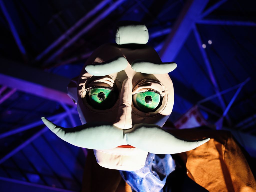 Cara d'una maqueta d'un home amb grans bigotis