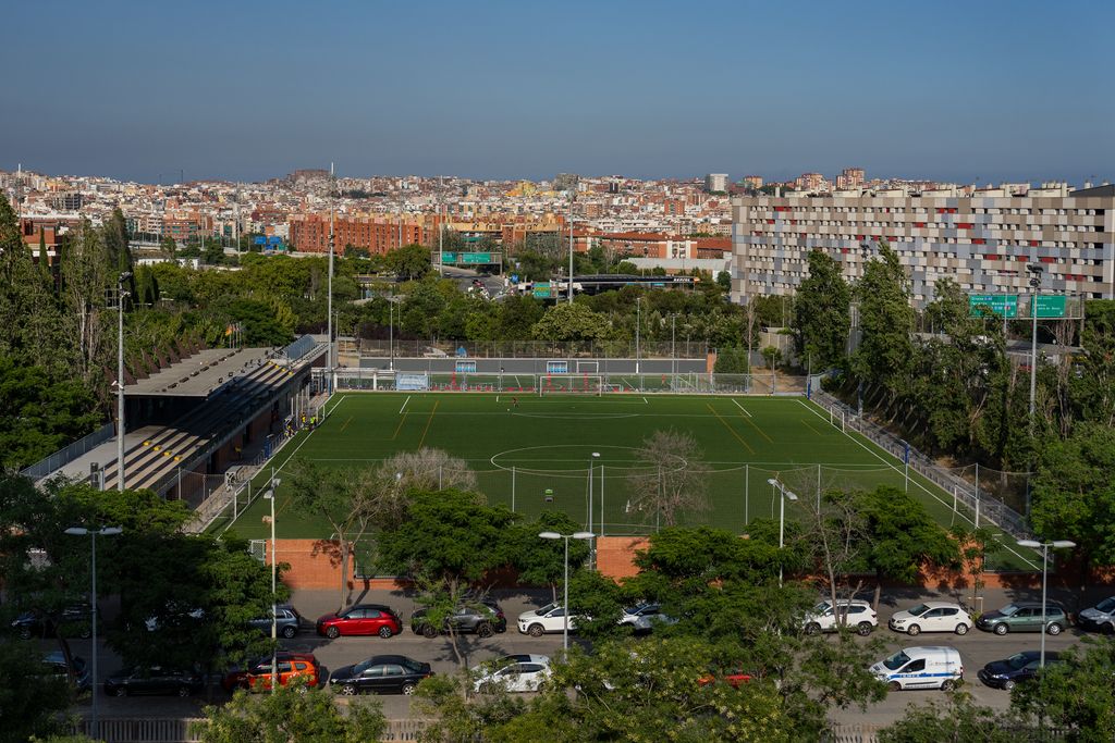 Vista en alçada del camp municipal de futbol de la Trinitat Vella