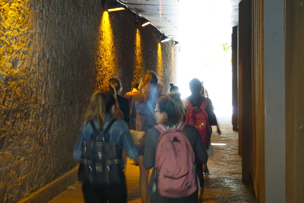 Jardins de la Torre de les Aigües. Joves visitant el parc