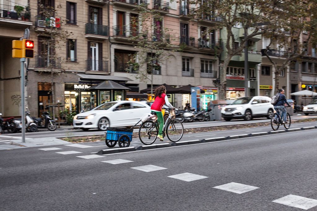 Carriles de circulación y bici de la Avenida del Paral·lel