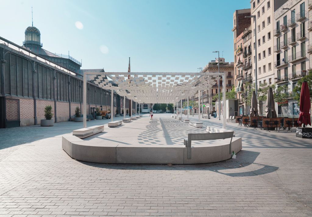 Vista general de l prototip “Oasis. Ombra per a tothom”, presentat per l’equip format per Denvelops i Eurecat.