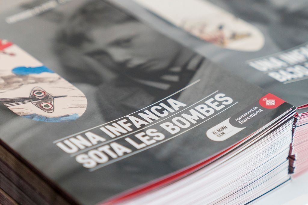 Fullet de l'exposició "Una infància sota les bombes" a El Born CCM