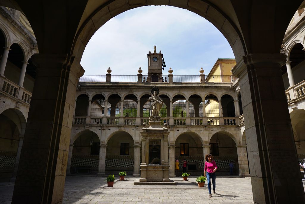 Casa de Convalescència. Pati i estàtua