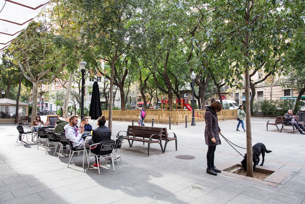 Persones a la Plaça de l'Oca