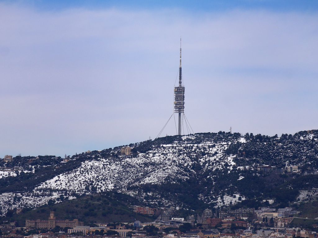 Nevada a Barcelona el març del 2018. Torre de Collserola