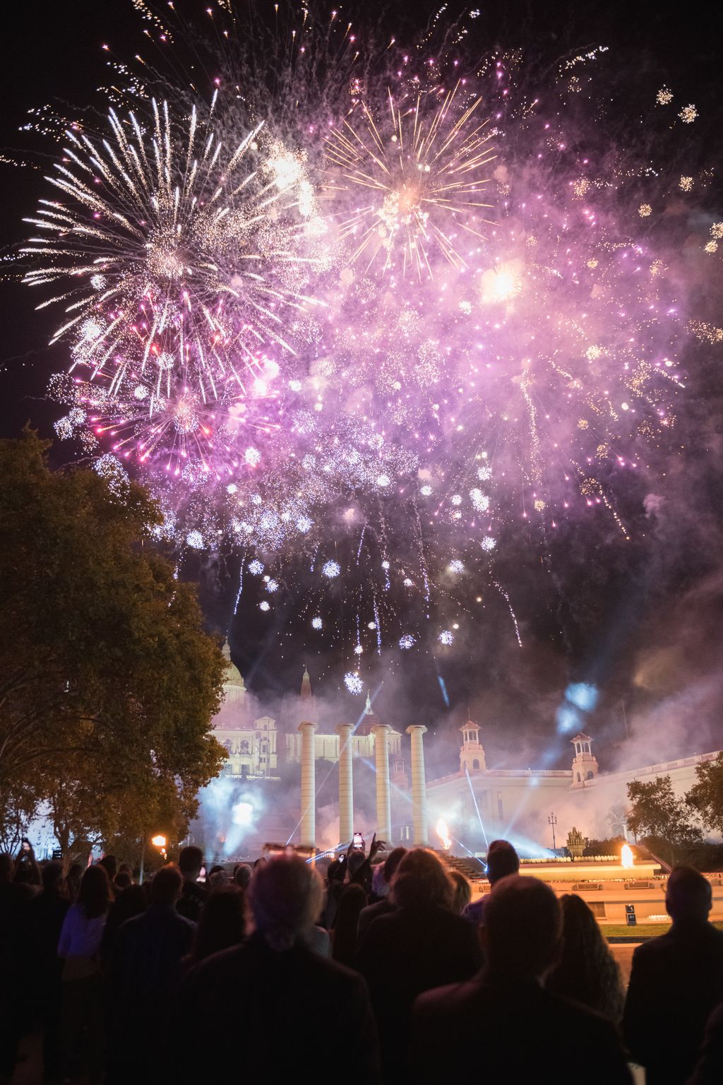 Vista general dels focs artificials del Piromusical amb motiu de la Mercè 2024.