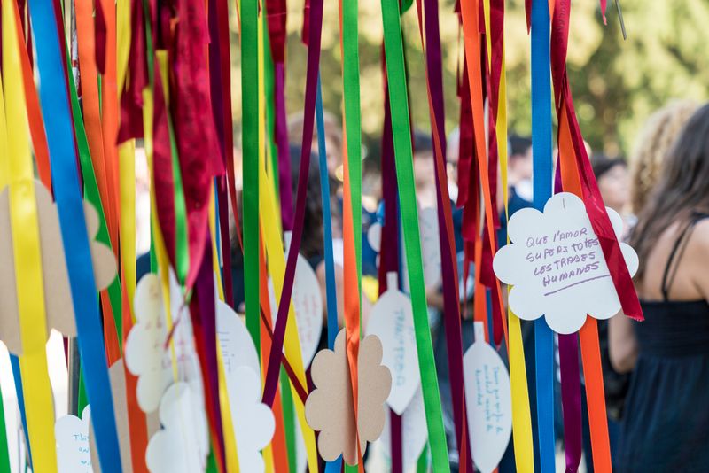 <div class='imageHoverDetail'>
             <p class='imageHoverTitle twoLineBreak'>Decoració amb llaços i els missatges escrits pels assistents</p>
             <p class='imageHoverAutor oneLineBreak'>Autor: Sebastià Rambla</p>
             <button class='imageHoverBtn'>Mostra els detalls de la imatge <span class='sr-only'>Decoració amb llaços i els missatges escrits pels assistents</span></button>
             </div>