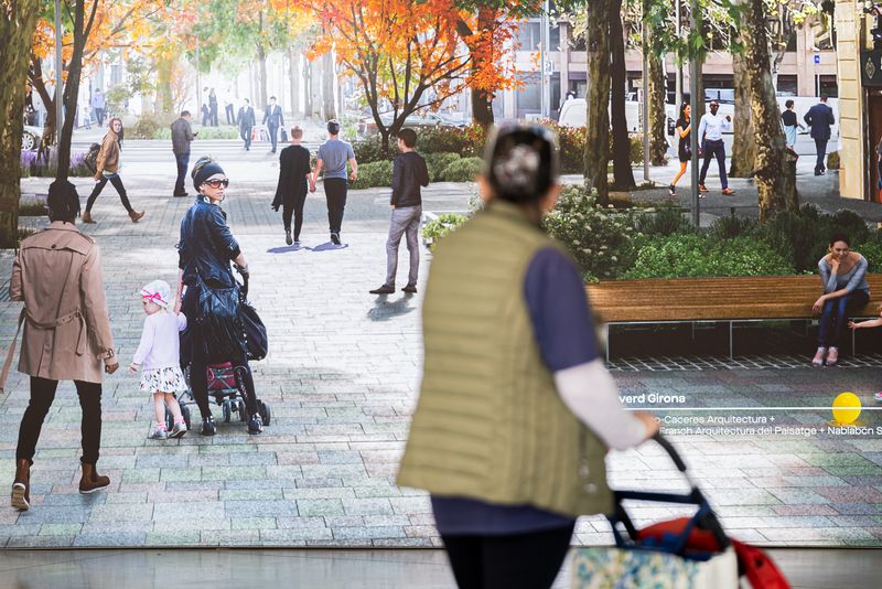 
             Una dona amb un carretó d’anar a comprar s